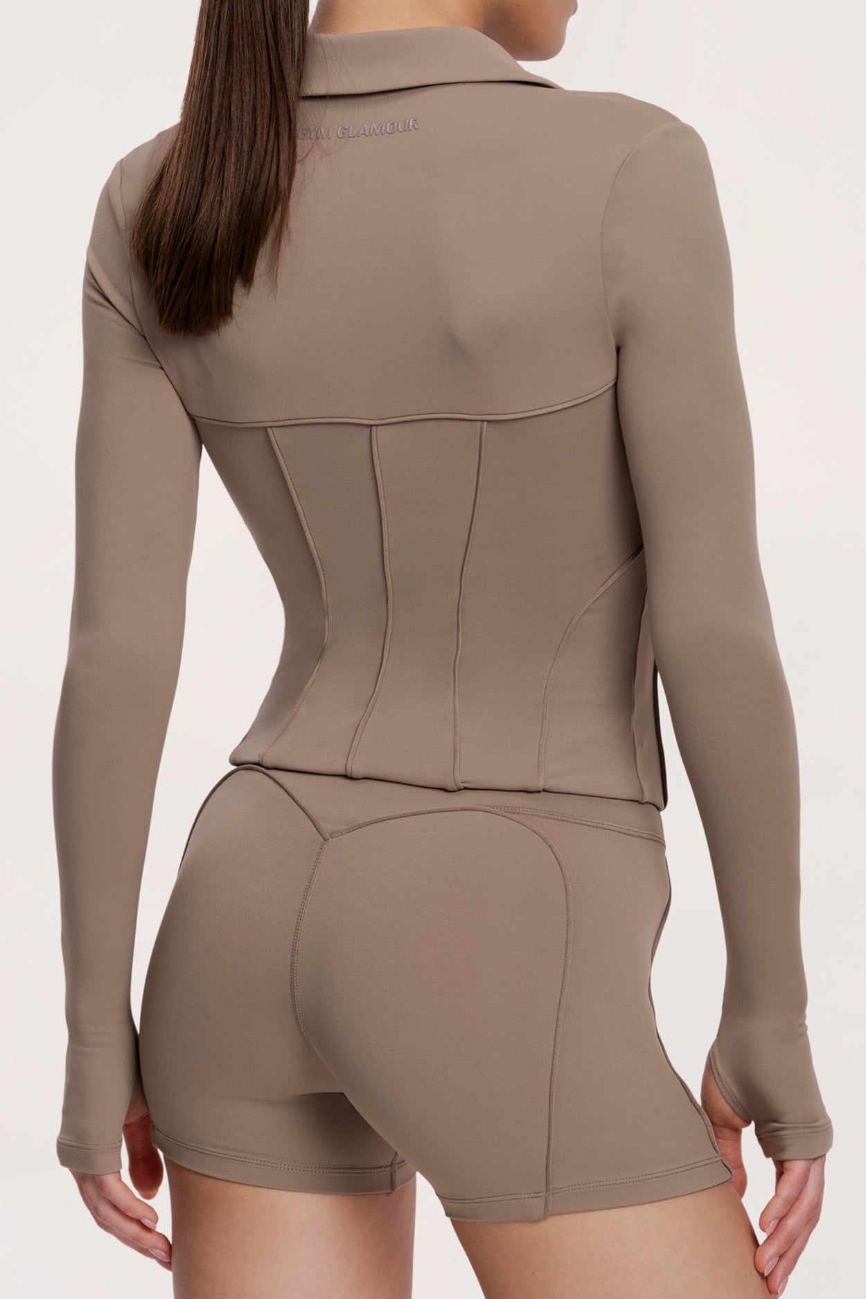 Mikina na zip pilates era warm beige