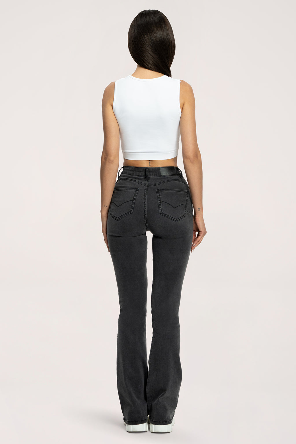 Džíny zvony long perfect slim black