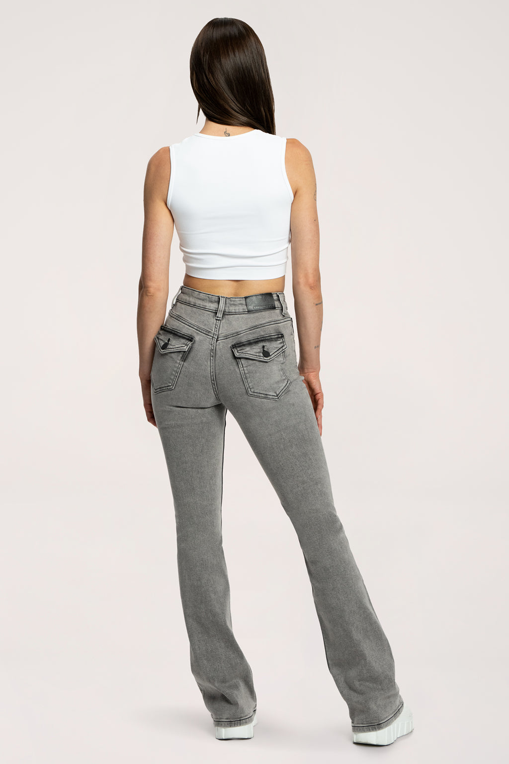 Džíny zvony push up light grey