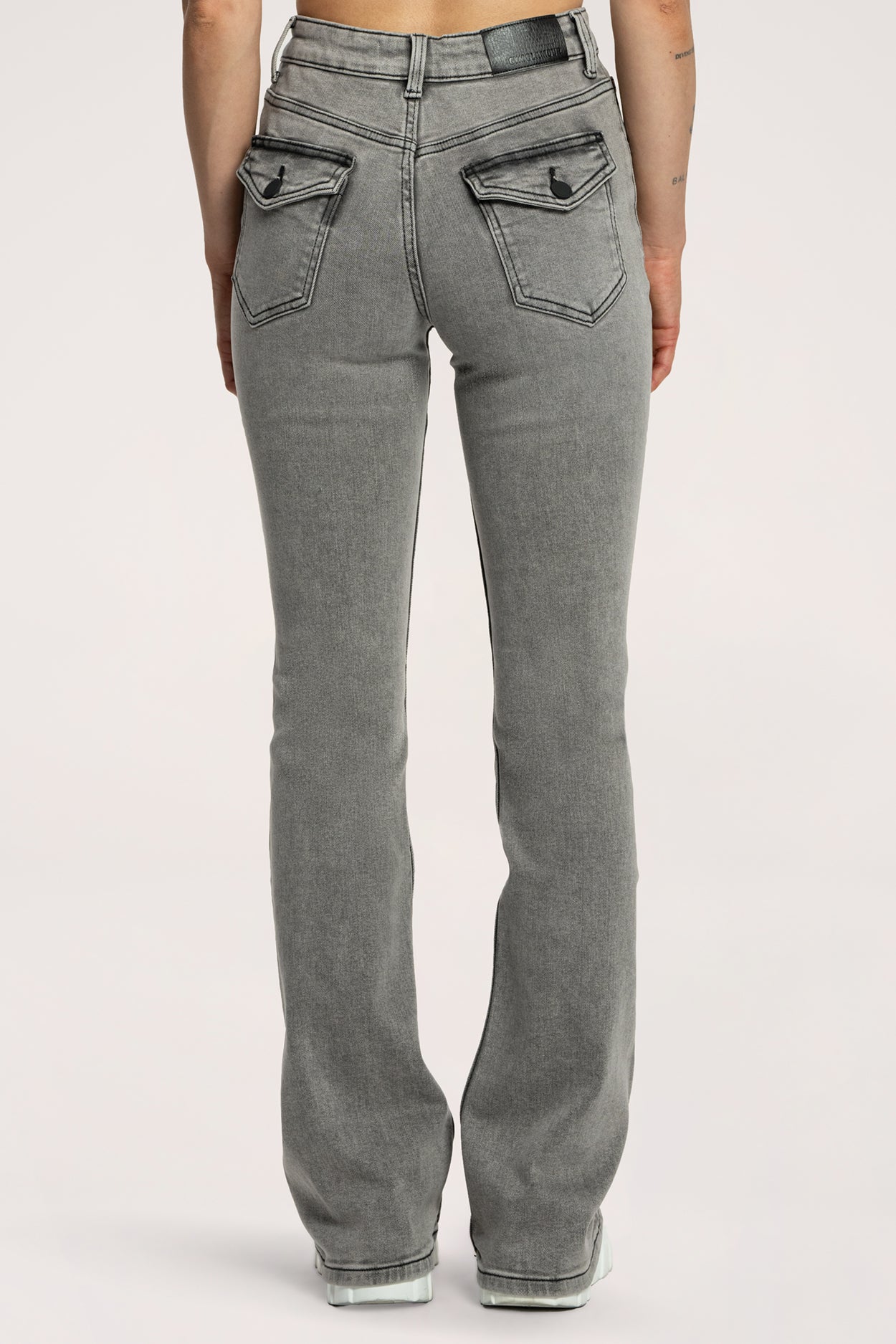 Džíny zvony push up light grey