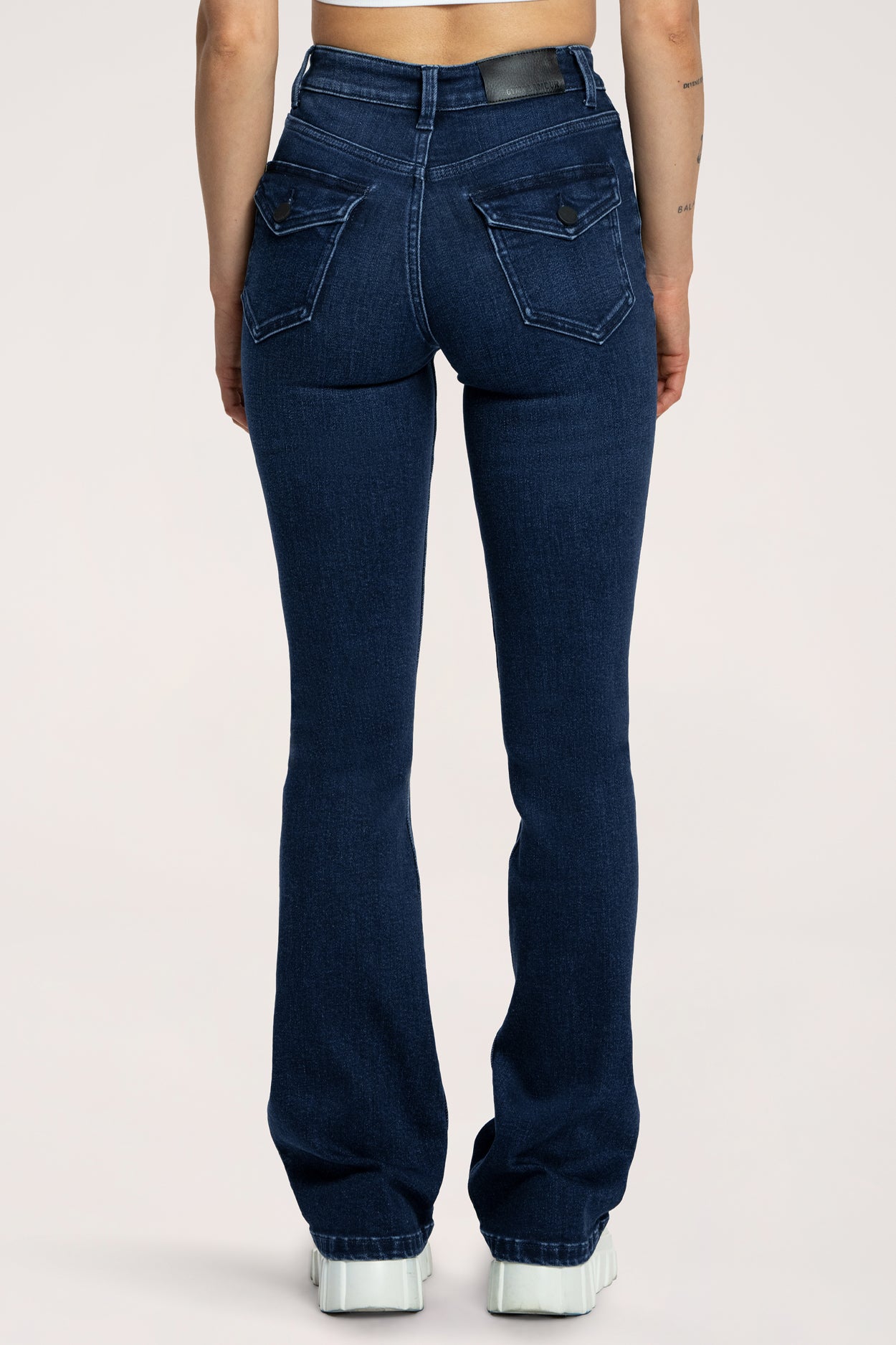 Džíny zvony push up navy blue