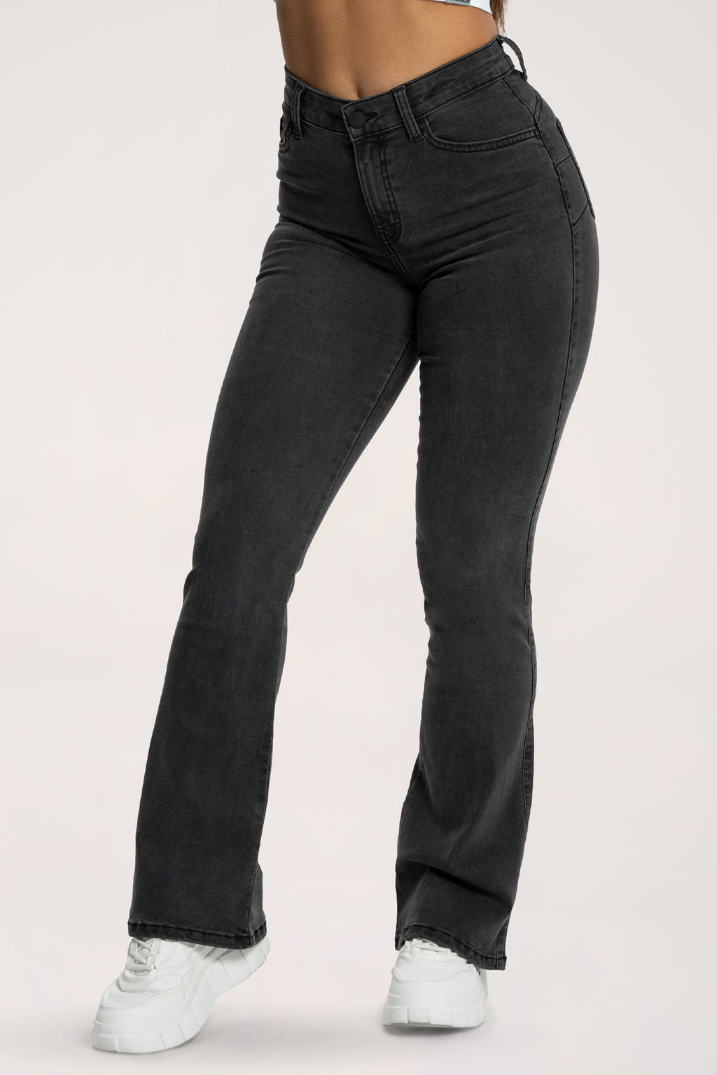 Džíny zvony perfect slim black