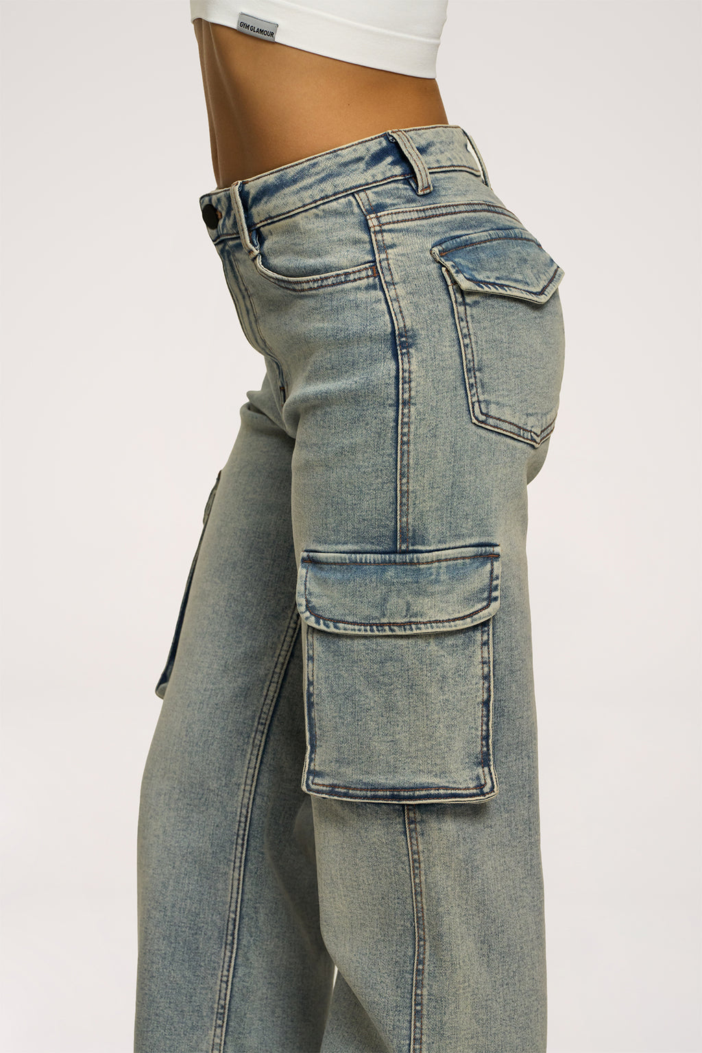 Džíny cargo washed blue