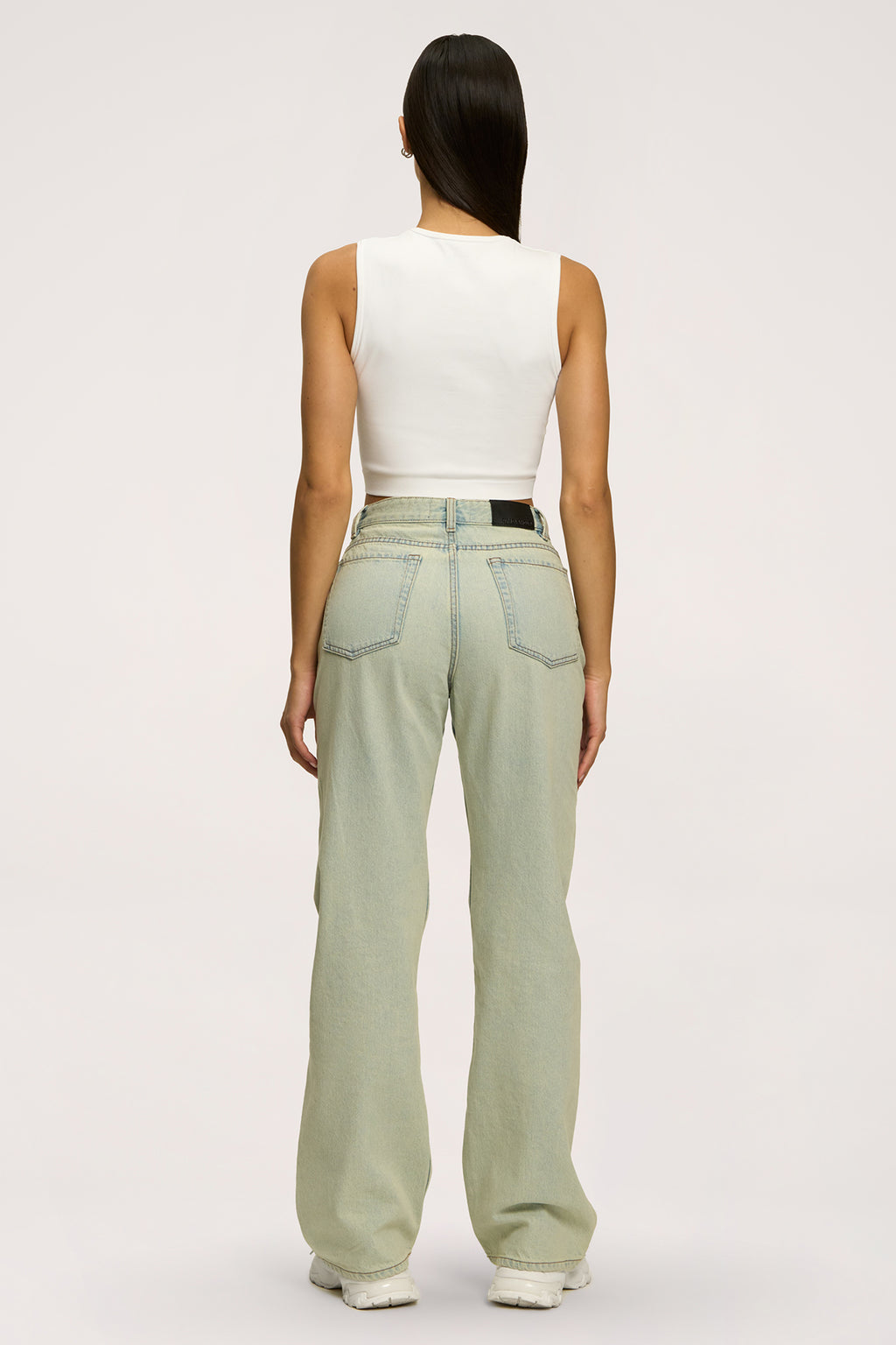Džíny wide relaxed light green