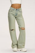 Džíny wide relaxed light green