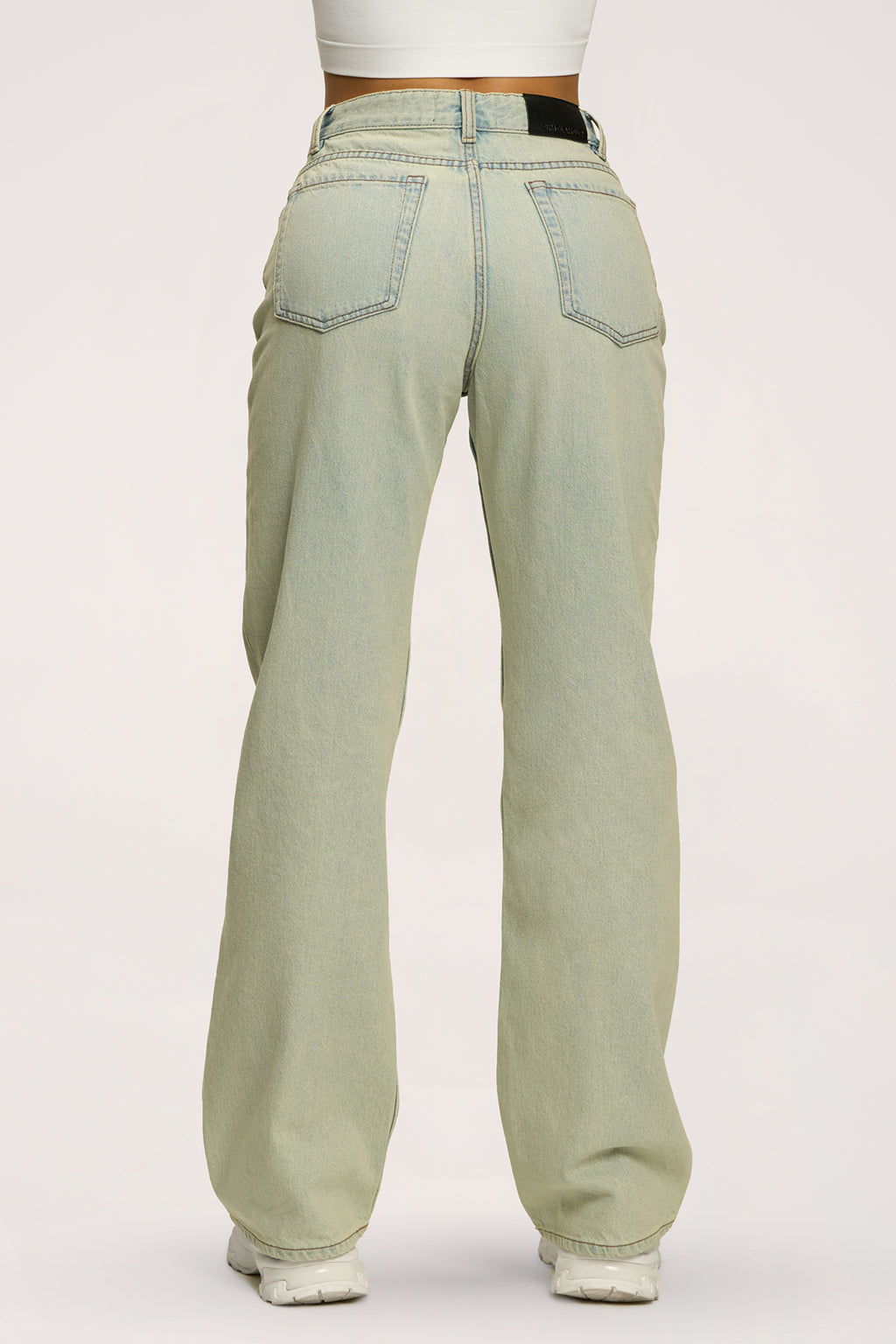 Džíny wide relaxed light green