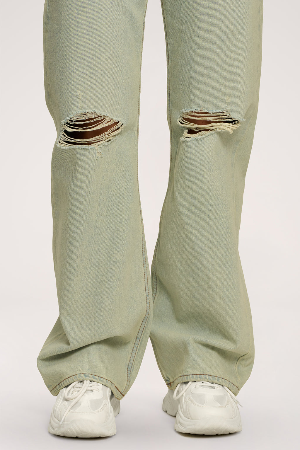 Džíny wide relaxed light green