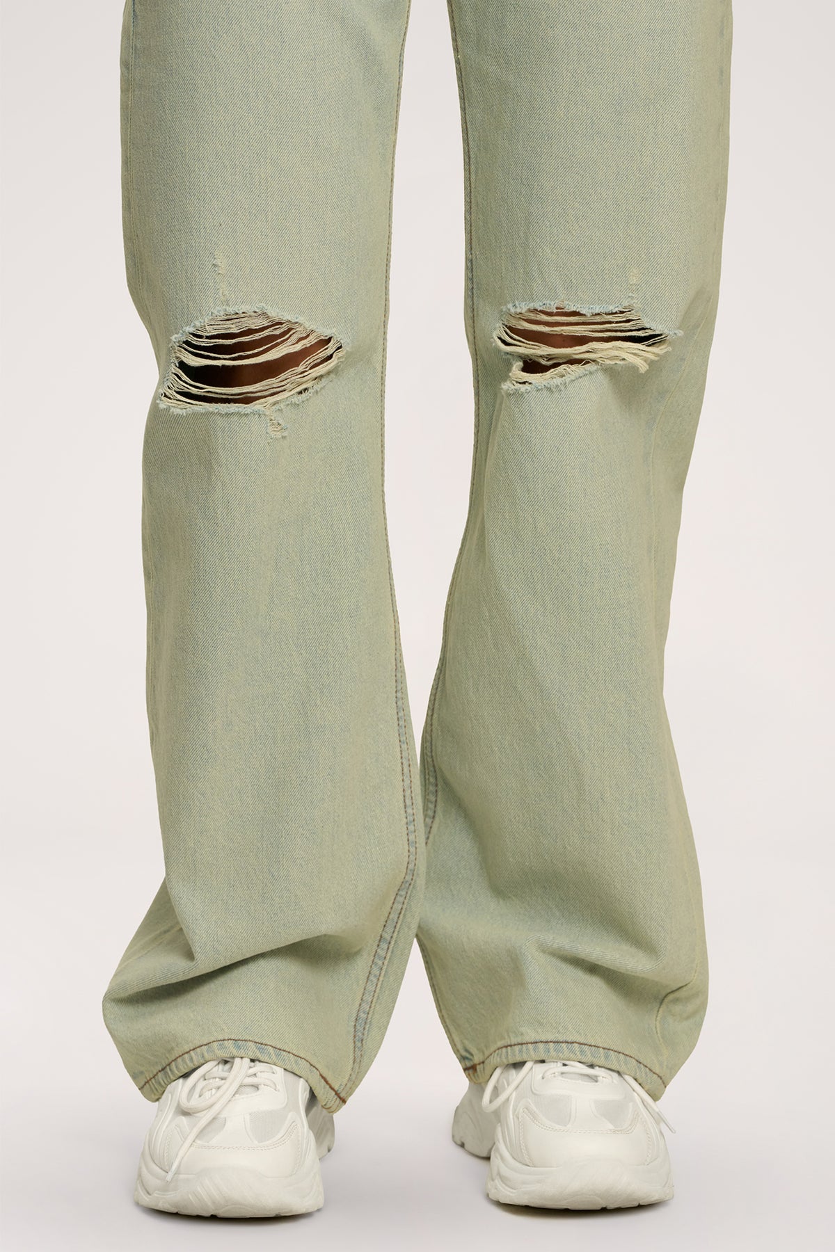 Džíny wide relaxed light green