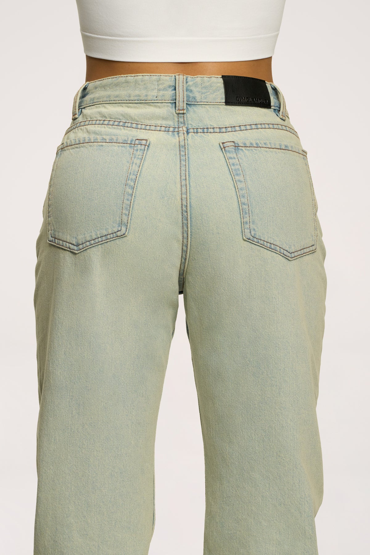 Džíny wide relaxed light green