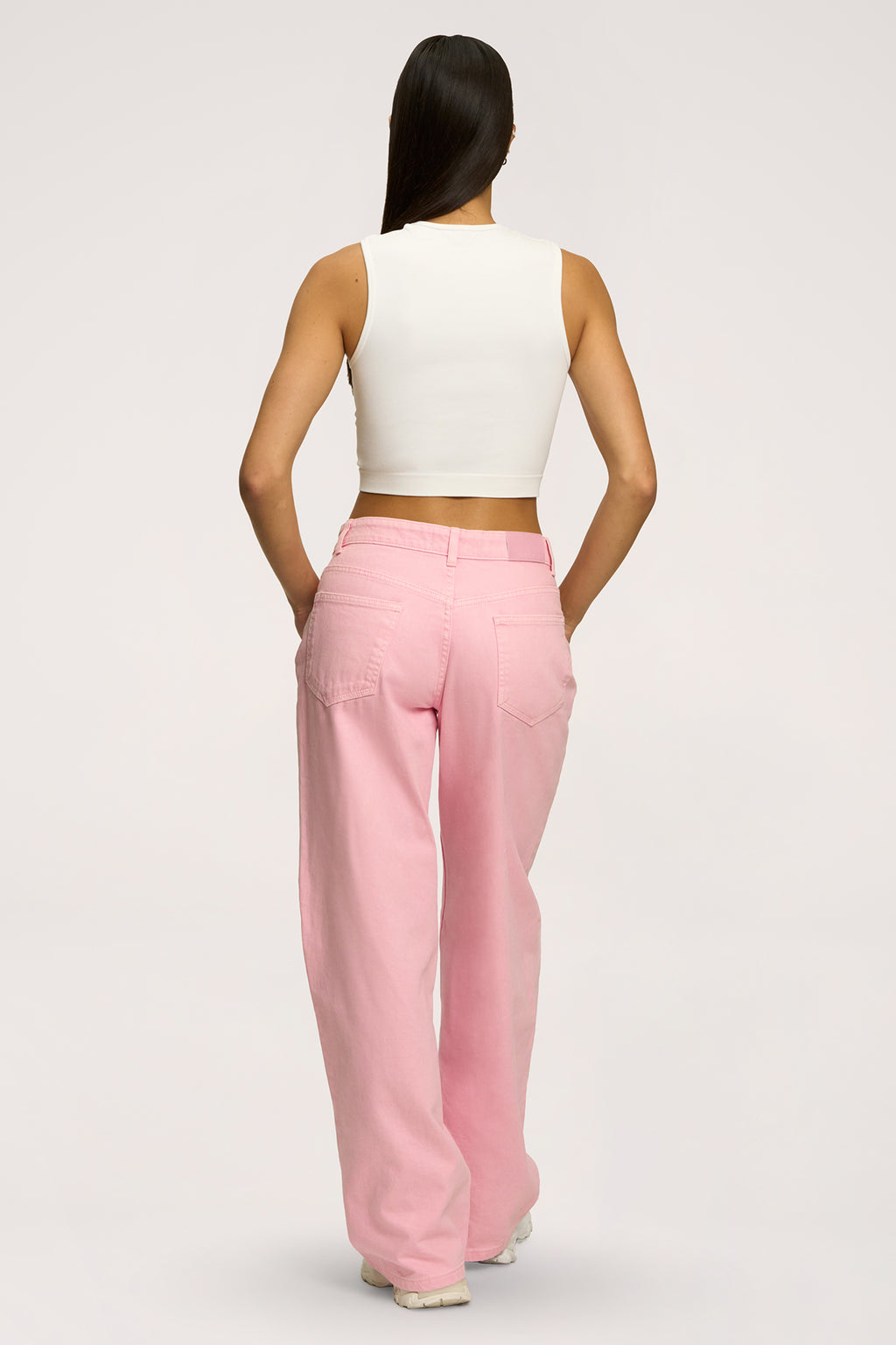 Džíny boyfriend pink