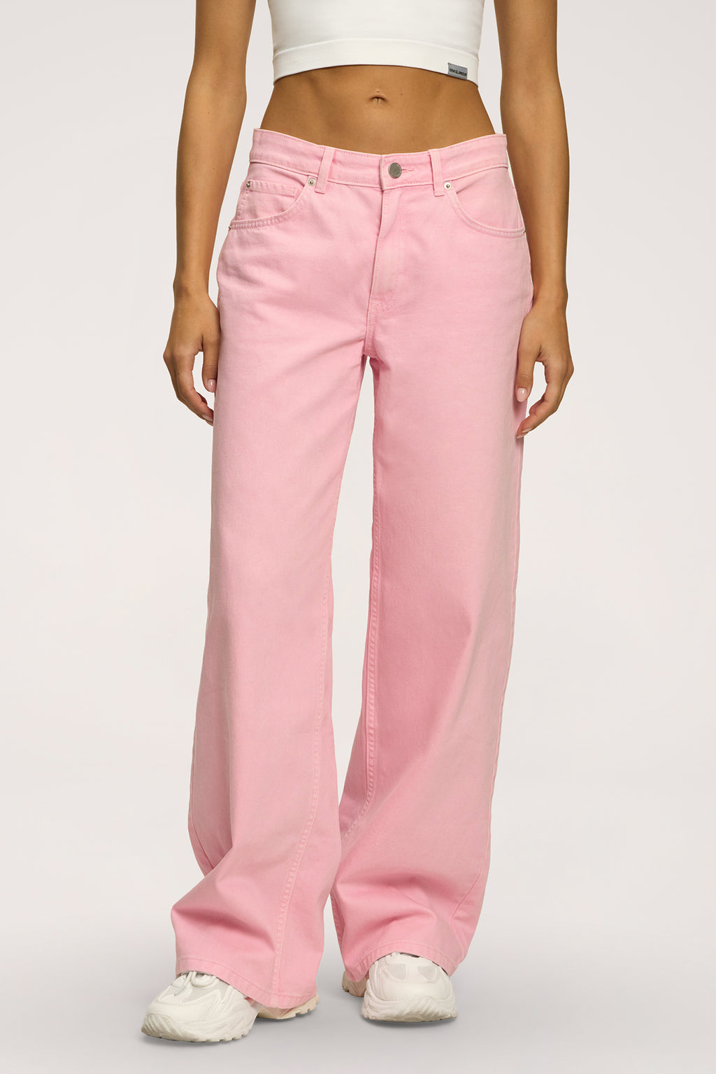 Džíny boyfriend pink