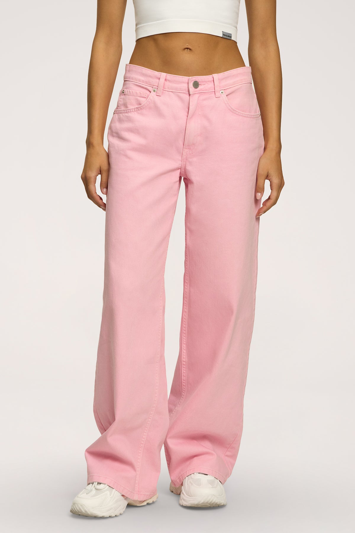 Džíny boyfriend pink