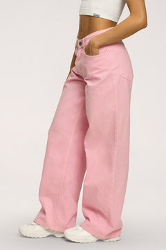 Džíny boyfriend pink