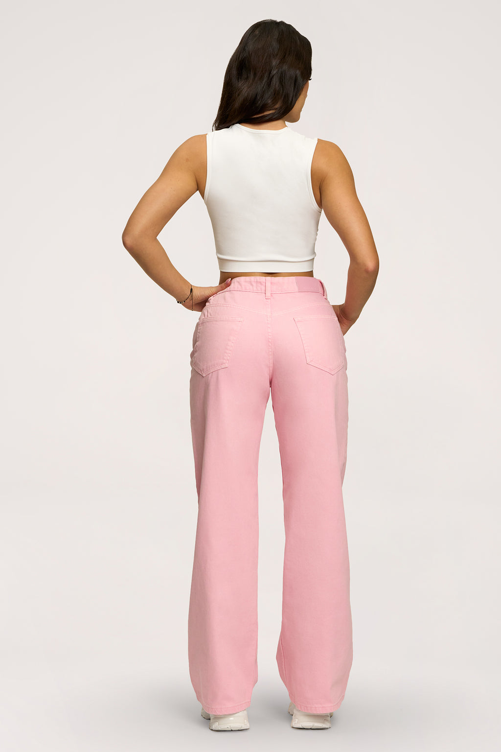 Džíny boyfriend pink
