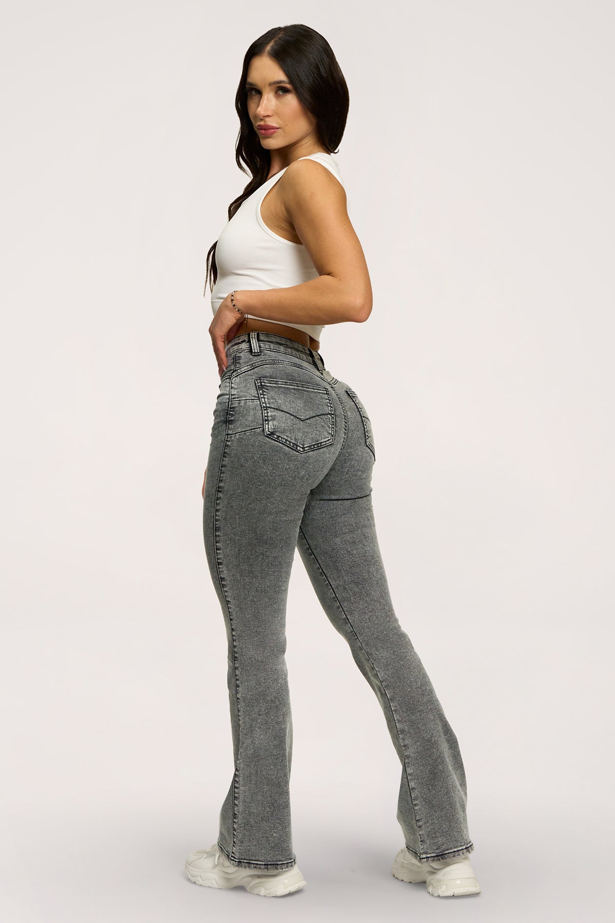 Džíny zvony perfect slim light grey