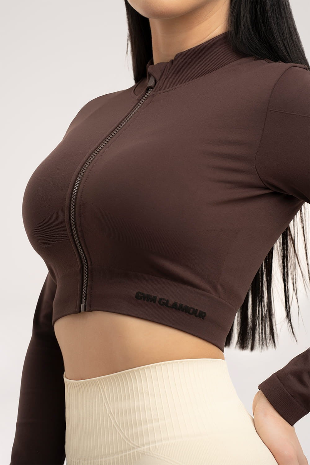 Bluza bezszwowa rozpinana chocolate