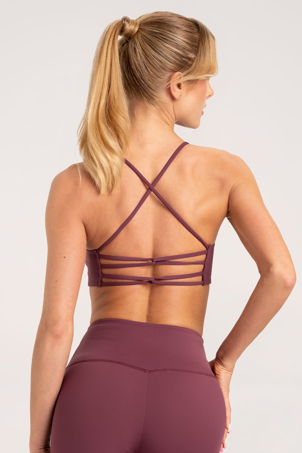 Biustonosz open back twist bordowy