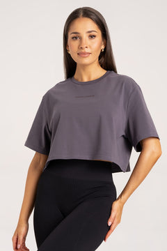Tričko boxy dark silver