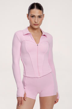 Mikina na zip pilates era pink
