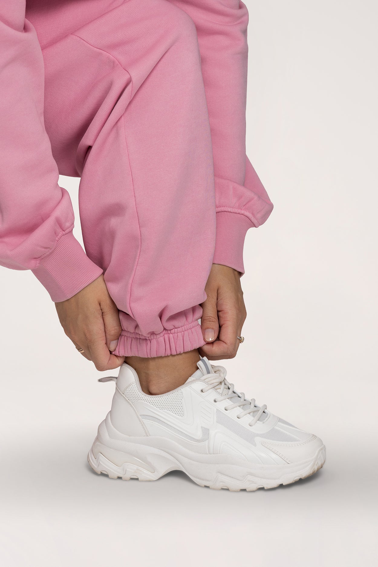 Tepláky se stahovací gumou Easy light pink