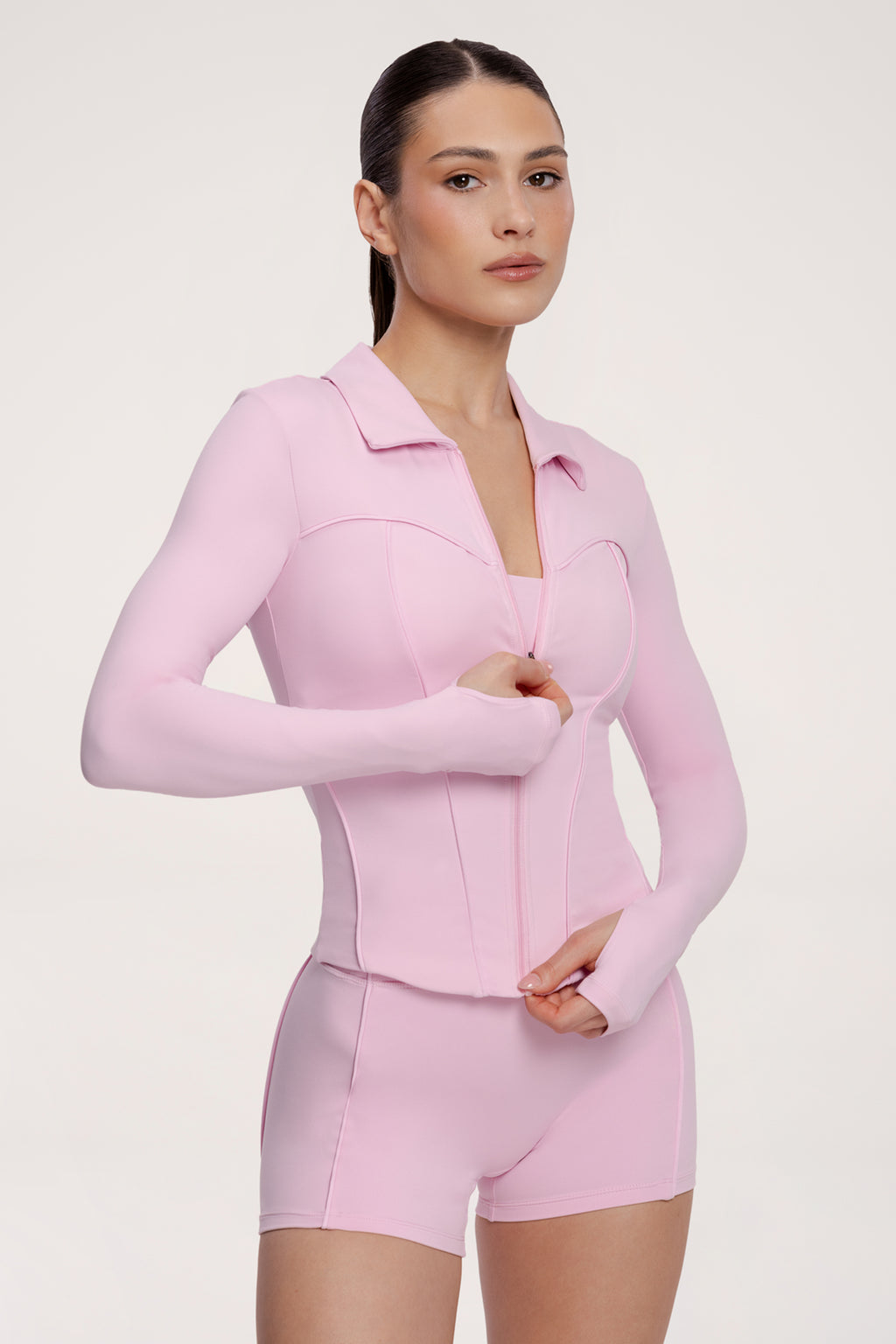 Mikina na zip pilates era pink