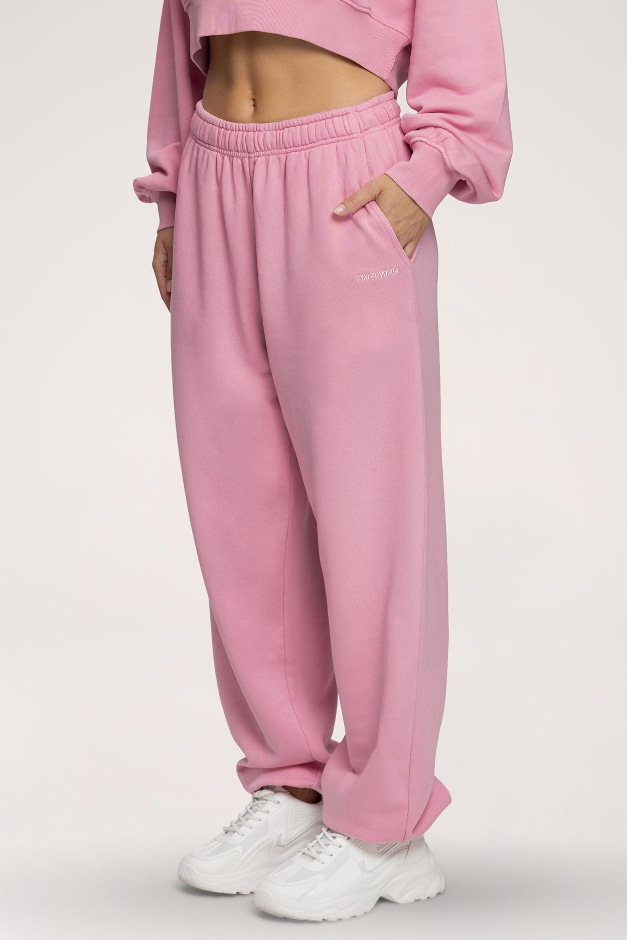 Tepláky se stahovací gumou Easy light pink