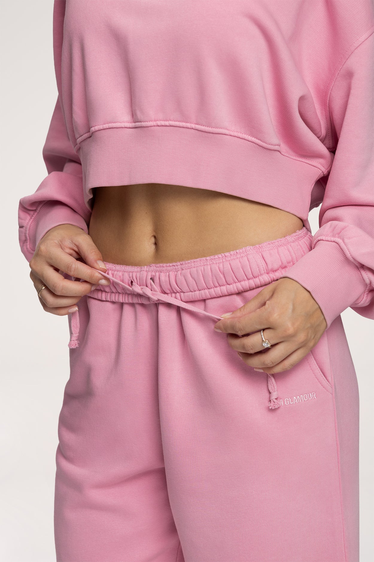 Tepláky se stahovací gumou Easy light pink