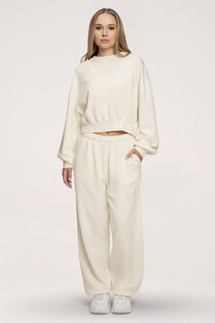 Tepláky se stahovací gumou Easy off white