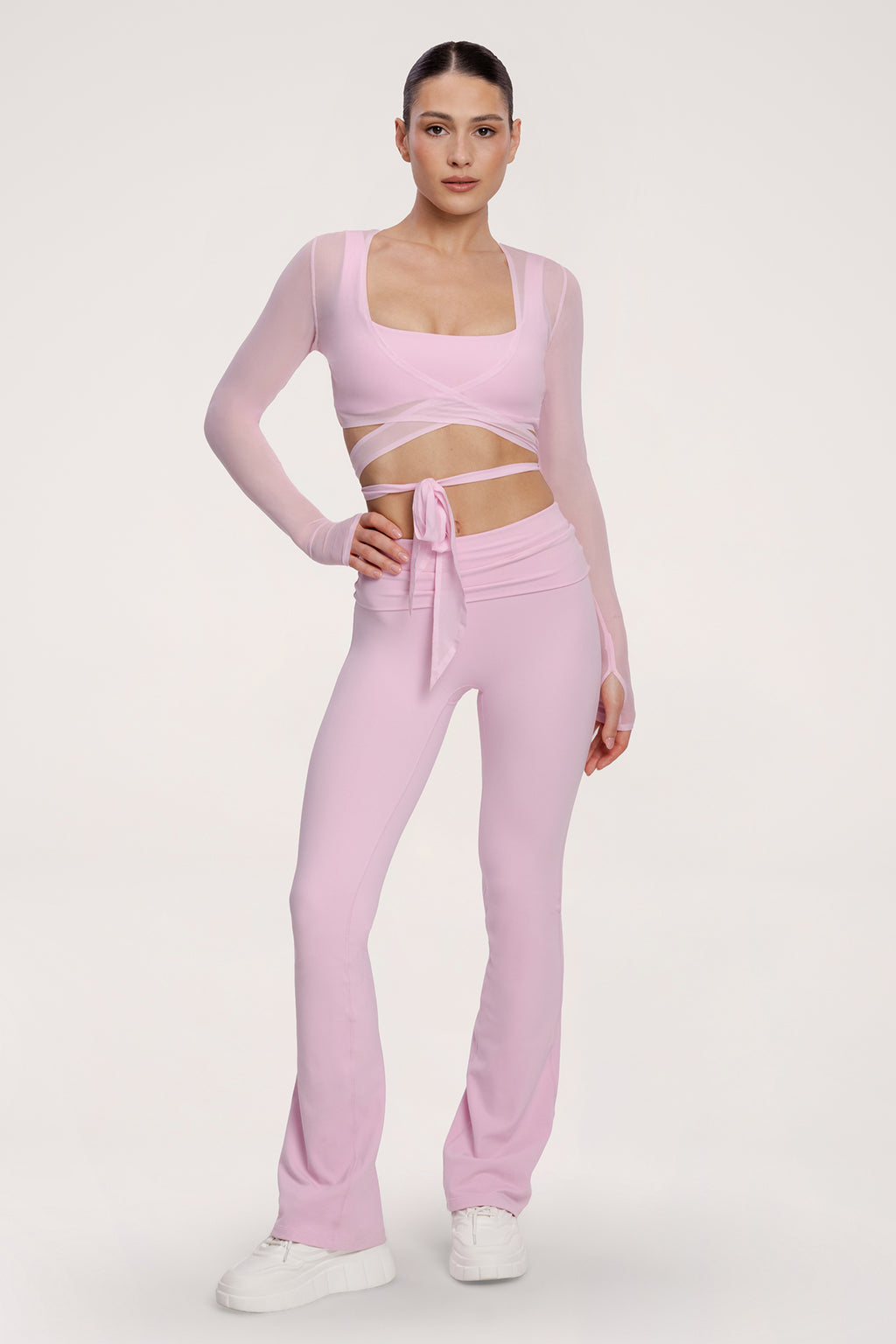Vázaný přehoz pilates era pink