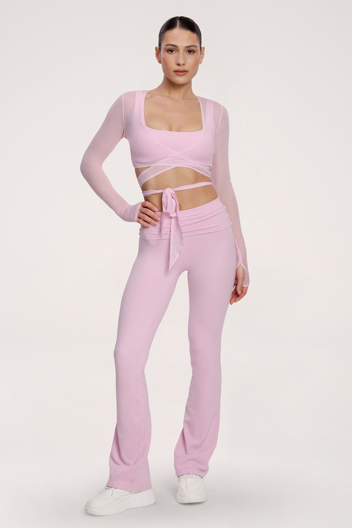 Vázaný přehoz pilates era pink