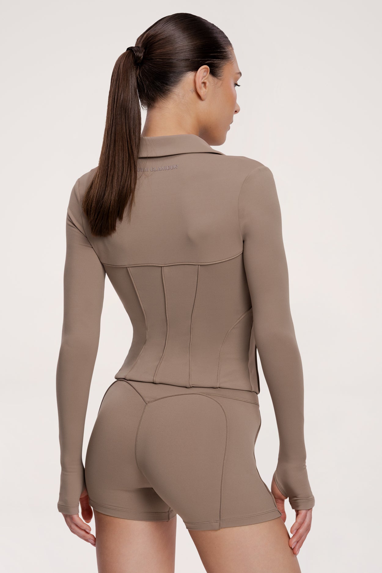 Mikina na zip pilates era warm beige