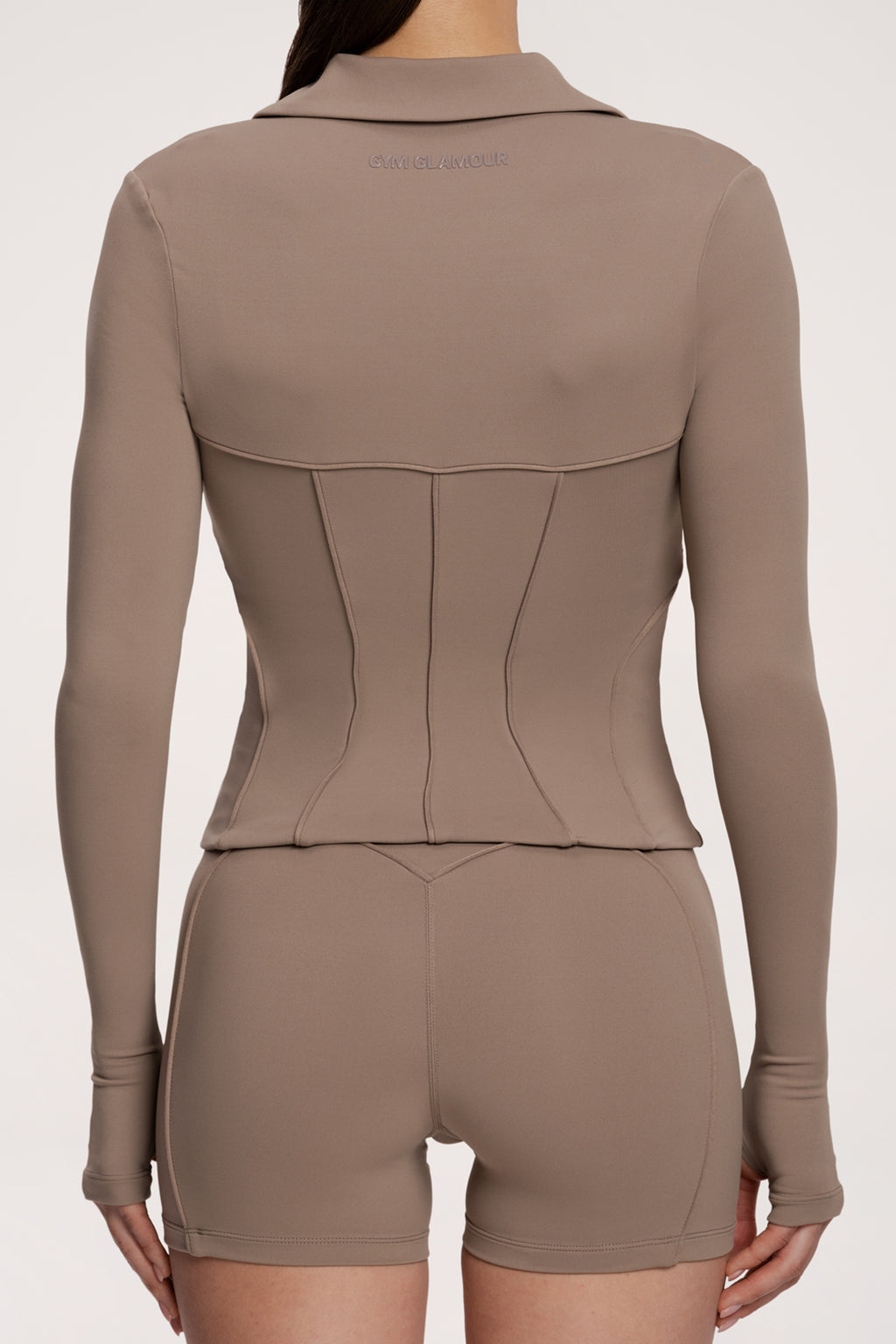 Mikina na zip pilates era warm beige