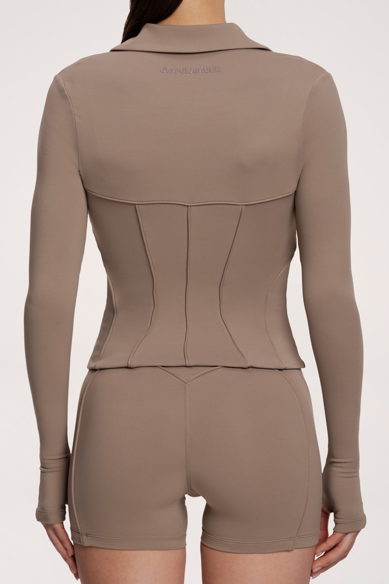 Mikina na zip pilates era warm beige