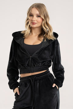 Mikina na zip Velour black