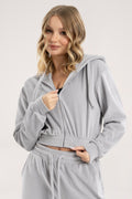 Bluza rozpinana velour light grey