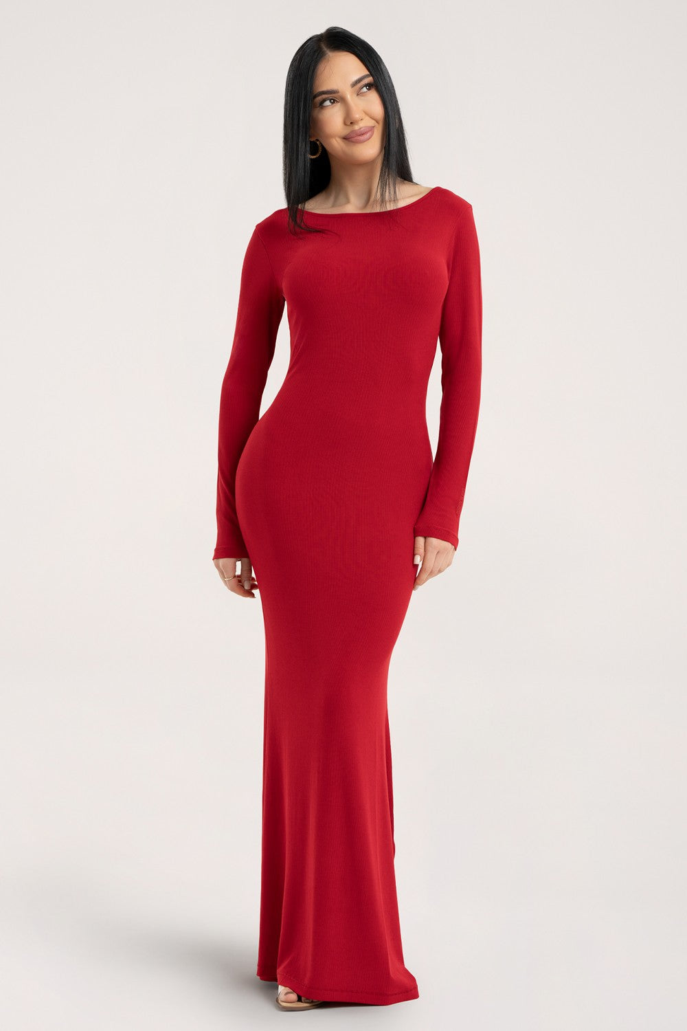 Sukienka flexi maxi z długim rękawem red