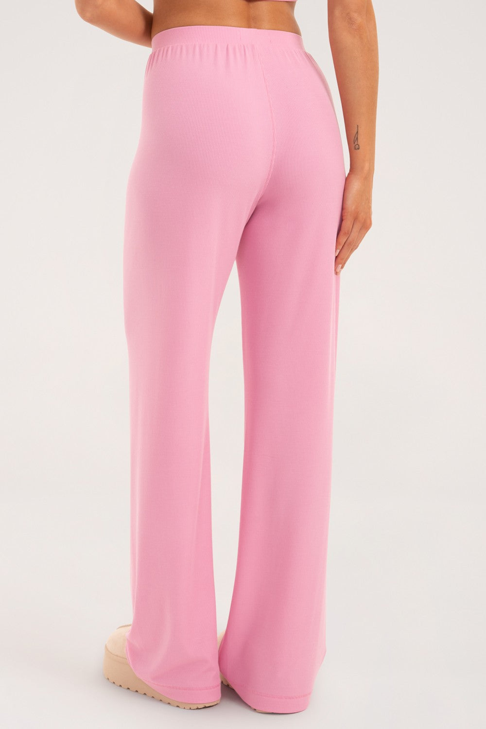 Szerokie spodnie casual light pink