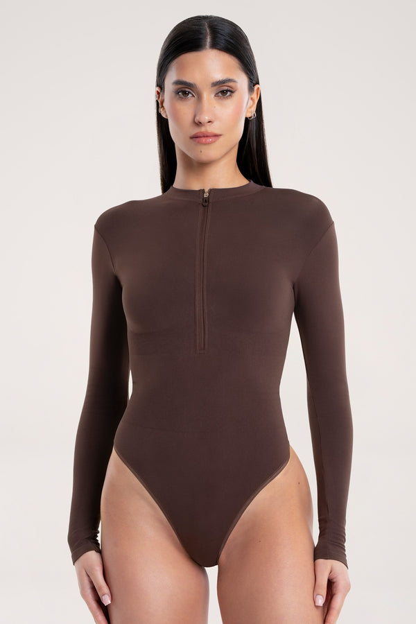Body s dlouhým rukávem touch chocolate
