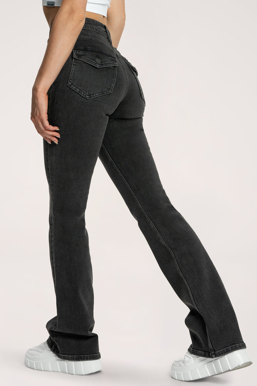 Jeansy dzwony push up black