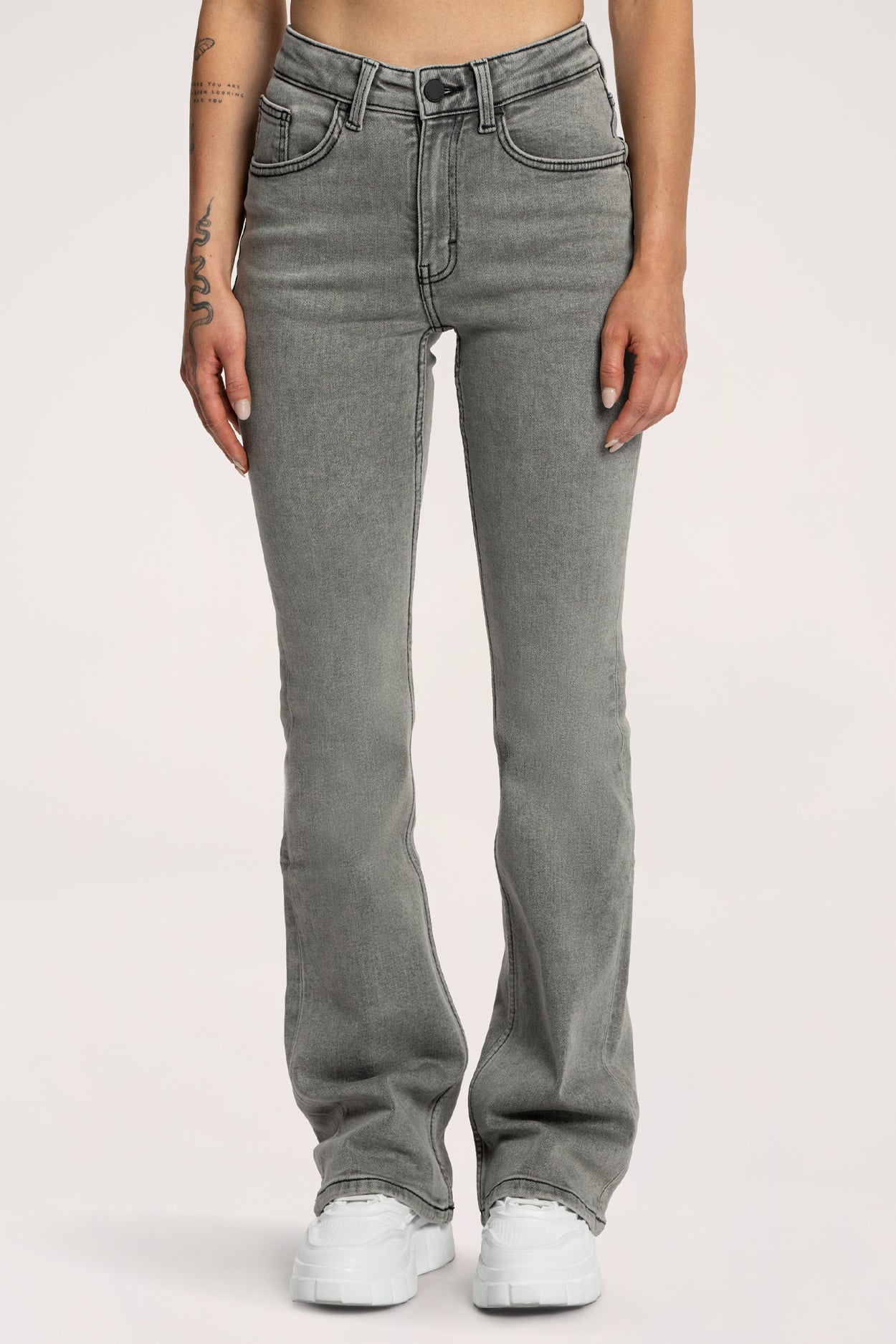 Jeansy dzwony push up light grey