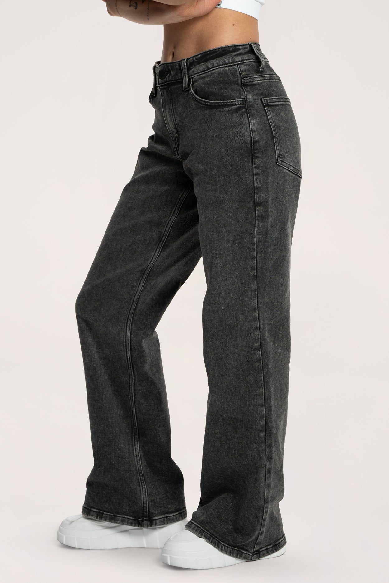 Jeansy wide z niskim stanem black