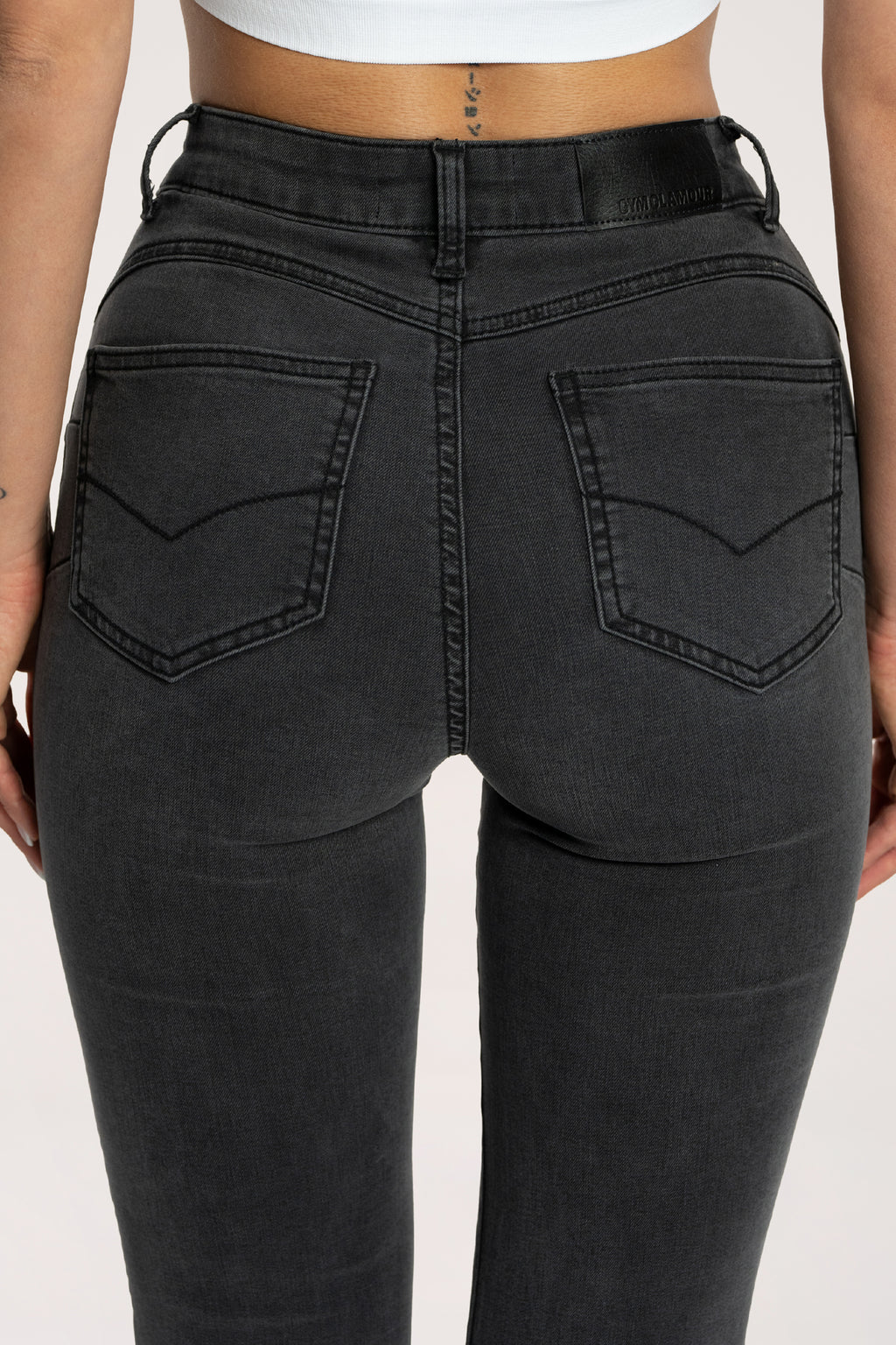 Jeansy long dzwony perfect slim black