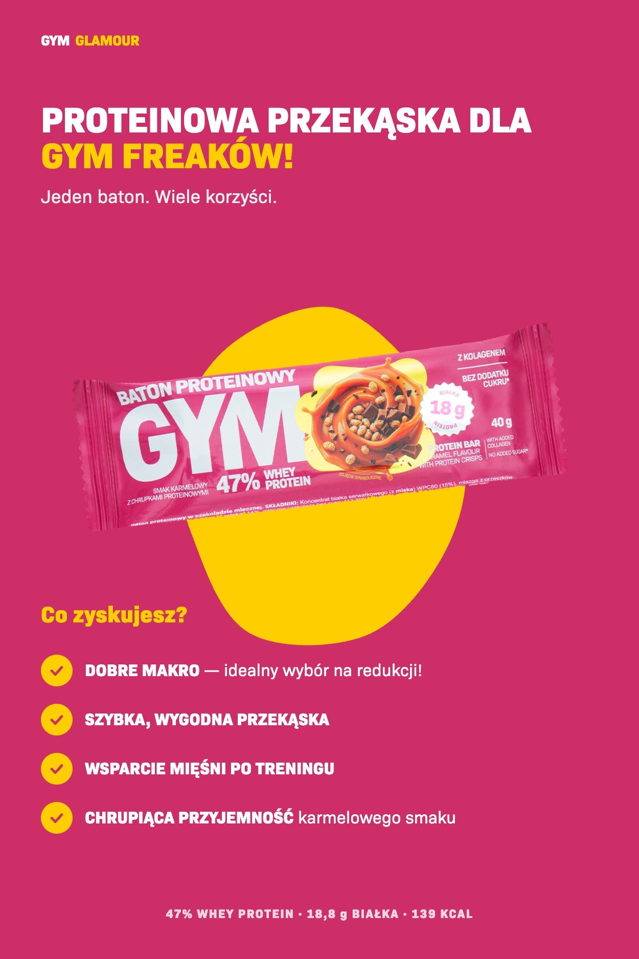 Proteinová tyčinka GYM – Křupavý karamel