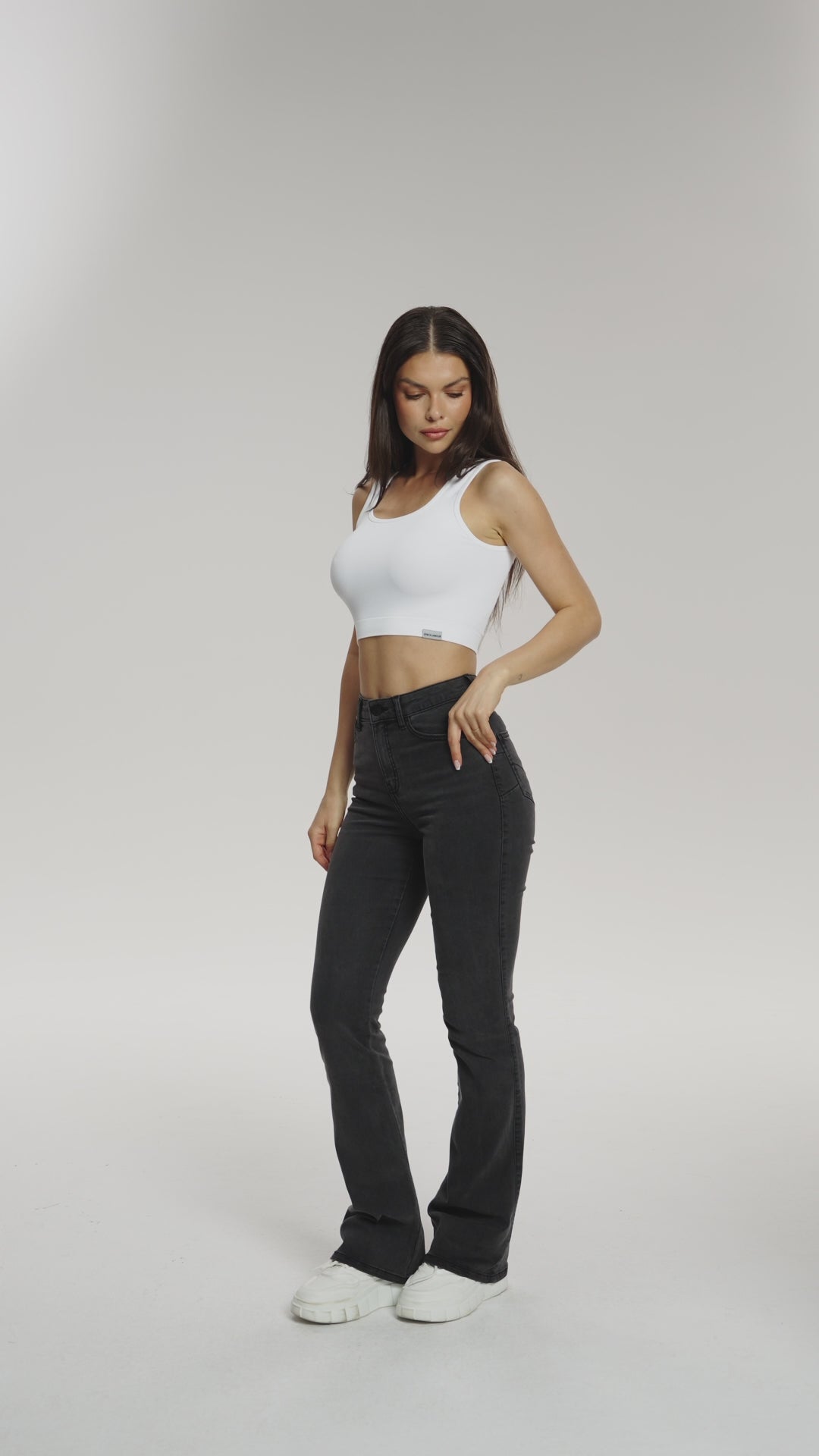Džíny zvony long perfect slim black