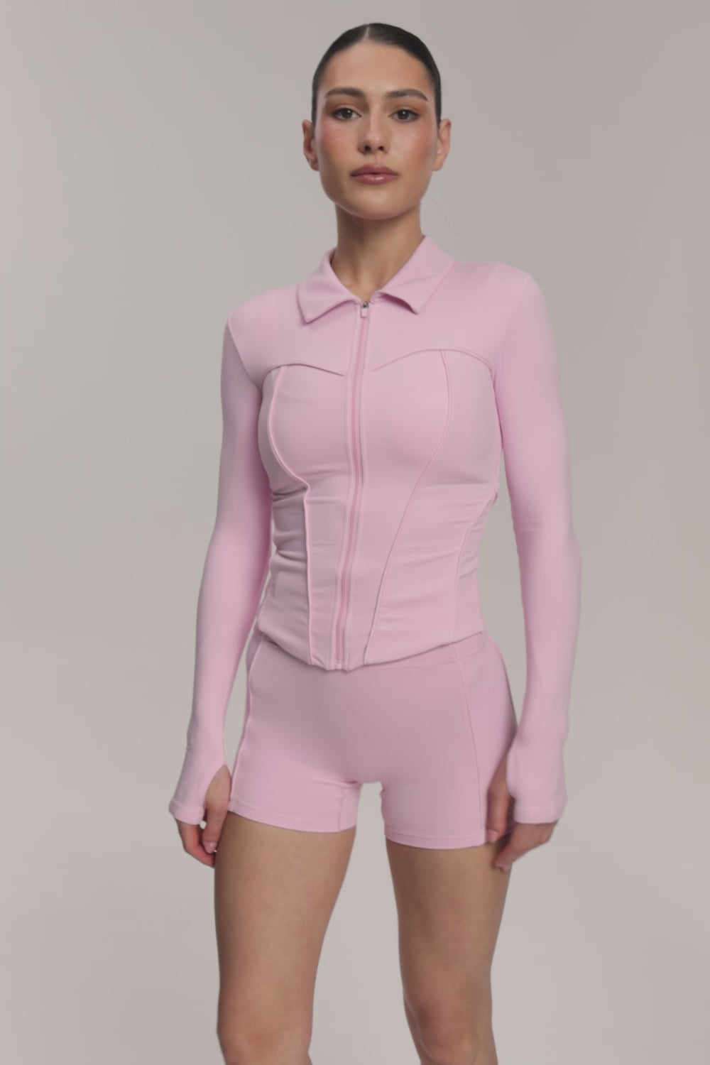 Mikina na zip pilates era pink