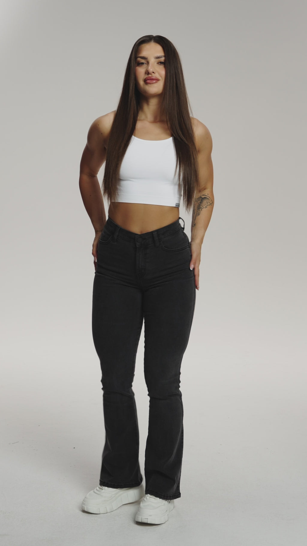 Džíny zvony perfect slim black